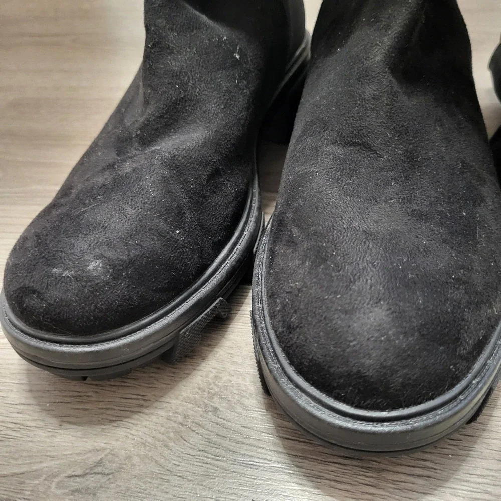 Unisa Women's Black Tall Over The Knee Lug Sole Boots Faux Suede Size 6.5 Casual
